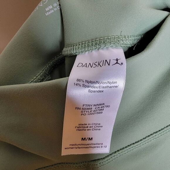 Danskin Stretch Athletic Workout Leggings Green Medium - Picture 6 of 11